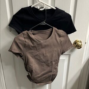Fitted Brown and Black Short Sleeve T-Shirts